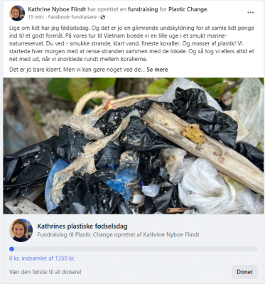 Facebook Fundraiser donationsbesked