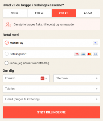 Beløbet går til - Dyrenes beskyttelse