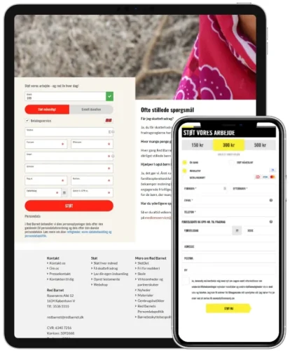 Screenshots af formularer fra Online Fundraising.